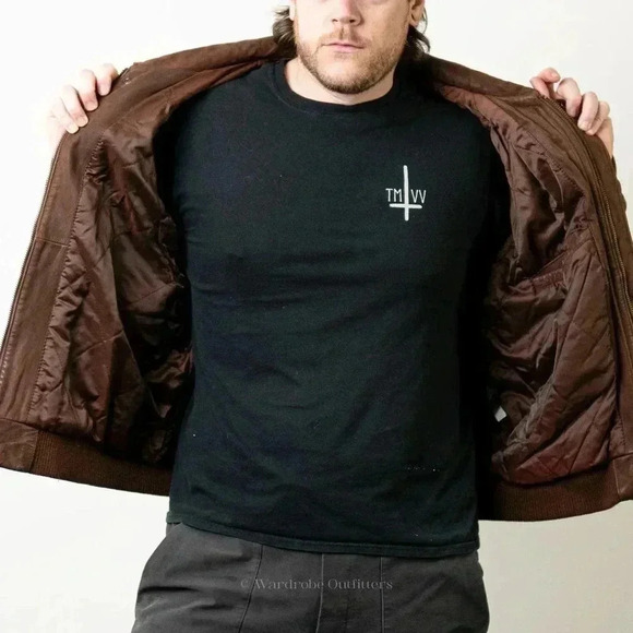 Vintage 90s Brown Leather Western Jacket - L - Picture 7 of 11